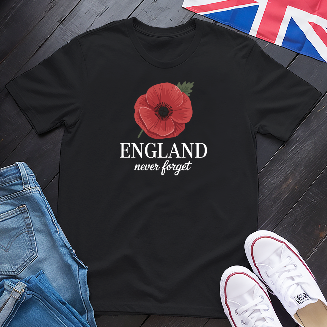 England Never Forget Poppy T-shirt