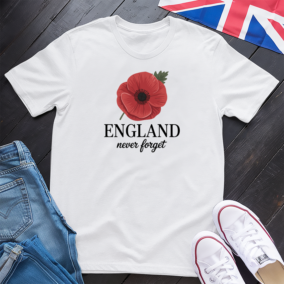 England Never Forget Poppy T-shirt